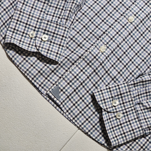 UNTUCKit Alberto WF Mens Medium Dress Shirt Button Up Checkered Long Sleeve Blue - Picture 8 of 12